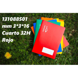 LIBRETA GRAPADA CUARTO 32 HOJAS 70 GR MM 3*3*16 ROJO 131088501 ESCOLOFI (10)