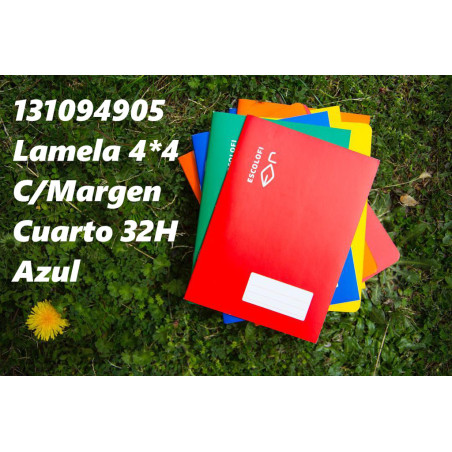 LIBRETA GRAPADA CUARTO 32 HOJAS 70 GR CUADRICULA PAUTADA 4 MARGEN AZUL 131094905 ESCOLOFI (10)