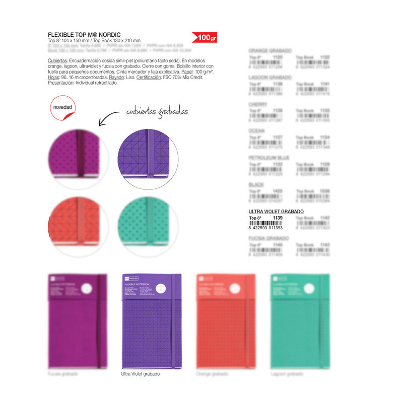 CUADERNO FLEXIBLE 8º 104 X 150 MM 96 HOJAS LISAS ULTRAVIOLET GRABADO NORDIC MR18 GIFTS2 1139