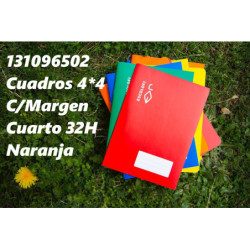 LIBRETA GRAPADA CUARTO 32 HOJAS 70 GR CUADRO 4*4 MARGEN NARANJA 131096502 ESCOLOFI (10)