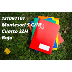 LIBRETA GRAPADA CUARTO 32 HOJAS 70 GR MONTESSORI PAUTA 5 MARGEN ROJO 131097101 ESCOLOFI (10)