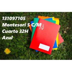 LIBRETA GRAPADA CUARTO 32 HOJAS 70 GR MONTESSORI PAUTA 5 MARGEN AZUL 131097105 ESCOLOFI (10)