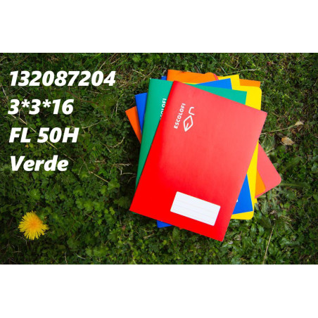 LIBRETA GRAPADA FOLIO 50 HOJAS 70 GR MM 3*3*16 VERDE 132087204 ESCOLOFI (10)
