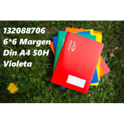 LIBRETA GRAPADA DIN A4 50 HOJAS 70 GR CUADRO 6*6 MARGEN VIOLETA 132088706 ESCOLOFI (10)