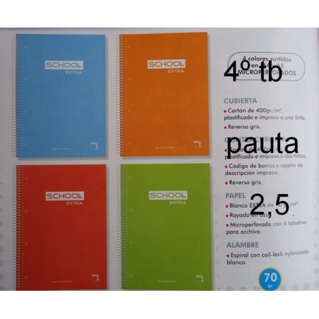 CUADERNO TB 4º 80H PACSA SCHOOL PAUTA 3,5 16439