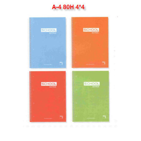 CUADERNO EUROPEAN A-4 80H PACSA SCHOOL EXTRA 70G CUADROS 4*4 16211