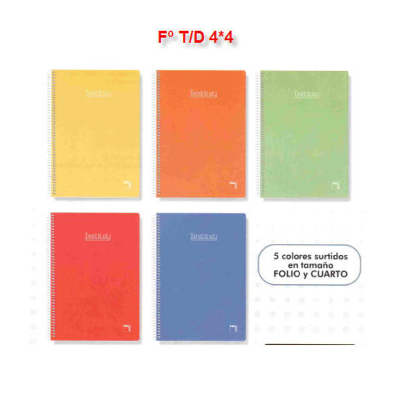 CUADERNO TD FOLIO 80H PACSA INSTITUT CUADROS 4*4 16220 SURTIDO