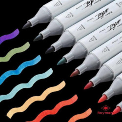 ROTULADOR DOBLE PUNTA PINCEL MARKERS CAJA REGALO 80 COLORES SURTIDOS AB-1280 ALEX BOG