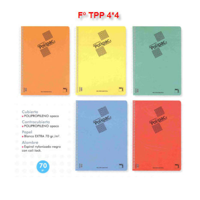 CUADERNO T PP FOLIO 80H PACSA POLIPAC 70G CUADROS 16333 ^