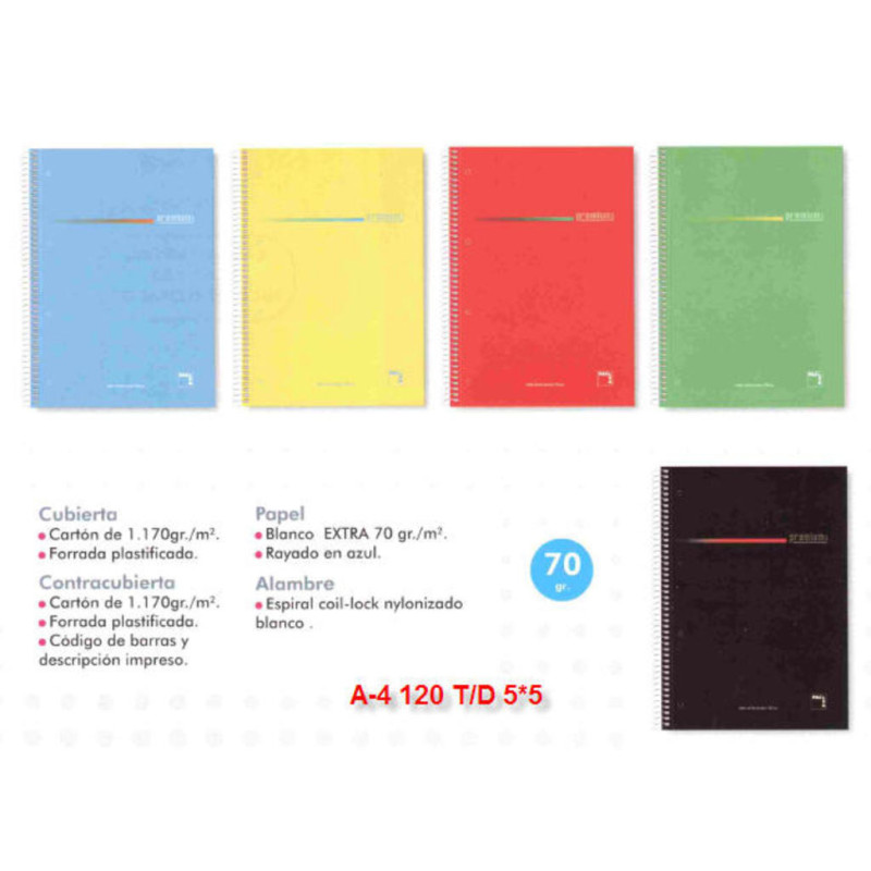 CUADERNO EUROPEAN A-4 120H TE PACSA PREMIUM 70G CUADROS 5*5 16605 ^