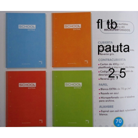 CUADERNO TB FOLIO 80H PACSA SCHOOL PAUTA 2,5 16440