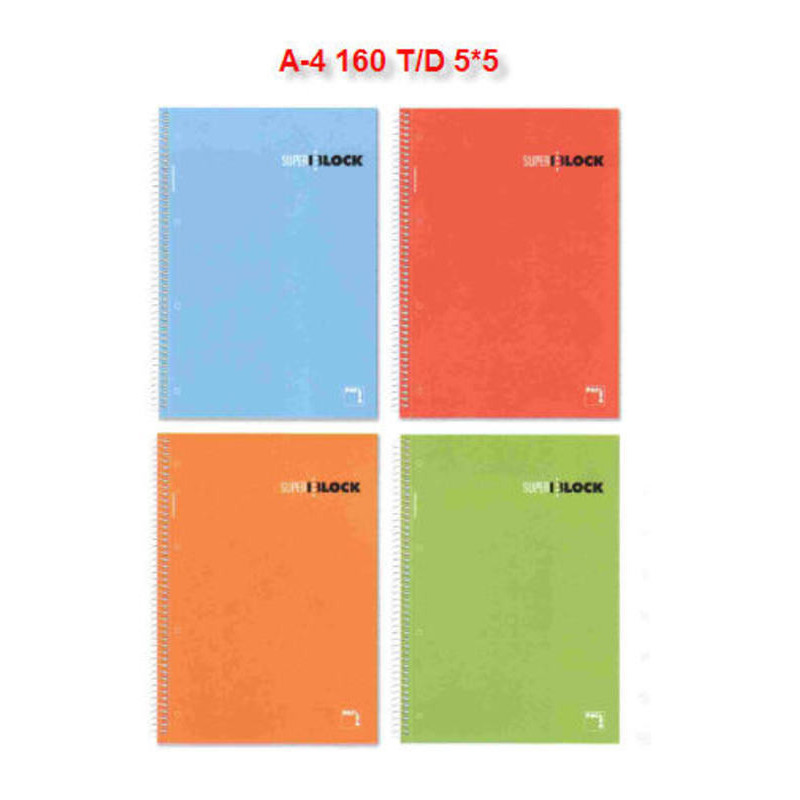 CUADERNO EUROPEAN A-4 160H TD PACSA SUPERBLOC 60G CUADROS 5*5 16441