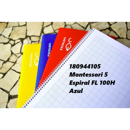 CUADERNO ESPIRAL FOLIO 100 HOJAS 70 GR MONTESSORI PAUTA 5 MARGEN AZUL 180944105 ESCOLOFI (5)