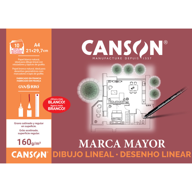 LAMINAS DIBUJO A4 160G 10HJ LINEAL M MAYOR MINIPAKC GUARRO
