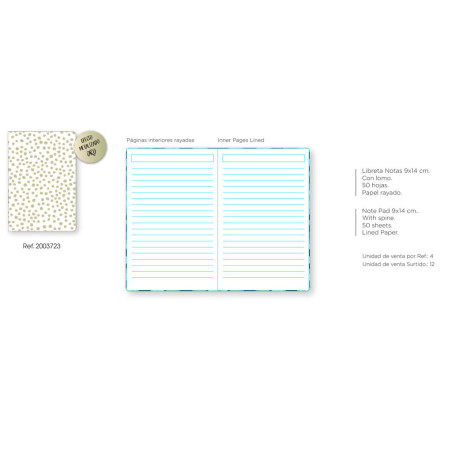 LIBRETA  50 H. 9*14 CM RAYAS SENFORT18 WINTER PREMIUM 23-TOPOS  200370 23