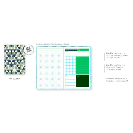 LIBRETA  50 H. 9*14 CM PLANNER SENFORT18 WINTER PREMIUM 04-GREEN TRIANGLE 200380 04