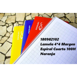 CUADERNO ESPIRAL CUARTO 100 HOJAS 70 GR CUADRICULA PAUTADA 4 MARGEN NARANJA 180982102 ESCOLOFI ( 5 )