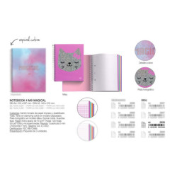 PACK 3 CUADERNOS ESPIRAL A5 120 HOJAS CUADROS  MIAU MAGICAL MR18 GIFTS2 2009